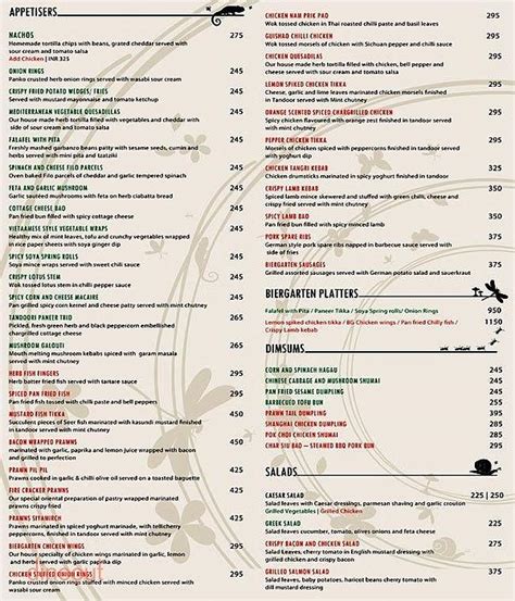 Menu of Biergarten, Whitefield, Bangalore | Dineout