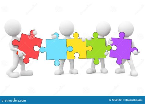 3D Men Connecting Jigsaw Puzzle Stock Illustration - Image: 43654334