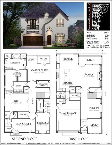 Single Family Two Story Custom Home Plans, Residential Development Des ...