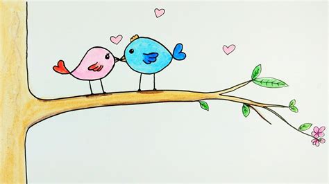 Love Birds Drawing Images at PaintingValley.com | Explore collection of ...