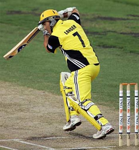 Justin Langer forces through the off side | ESPNcricinfo.com