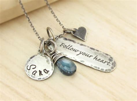 Personalized Graduation Necklace Rustic Hand Stamped Jewelry