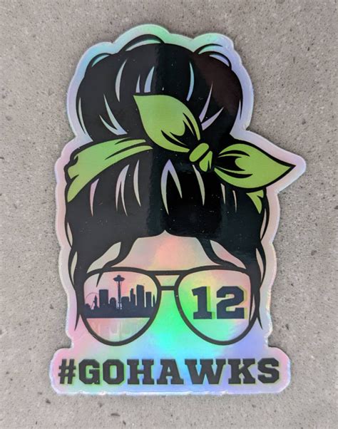 Holograpic Seattle Seahawks Sticker, GOHAWKS Sticker, Waterproof Water ...