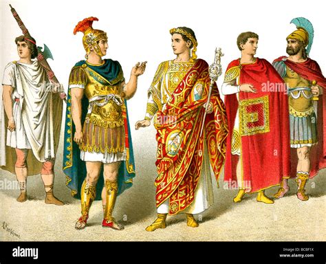 The illustrations depicts a Roman lictor, general, general celebrating a triumph, magistrate ...