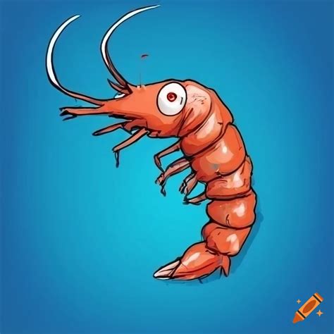 Funny comic style swimming shrimp on Craiyon