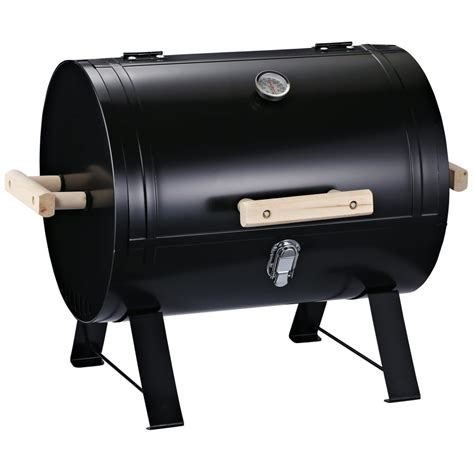 Outsunny 20" Mini Small Smoker Charcoal Grill Side Fire Box, Portable Outdoor Camping Barbecue ...