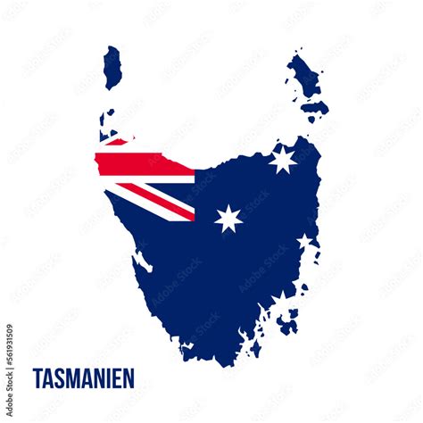 Tasmania map with flag color. Map of Tasmania with flag Australia. flag ...