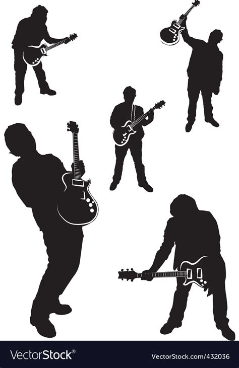 Guitar player silhouette set Royalty Free Vector Image