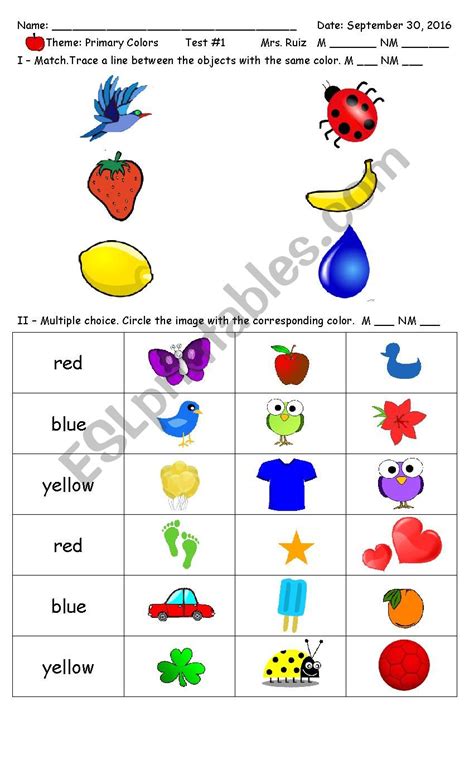 Color Activity Worksheet For Kindergarten