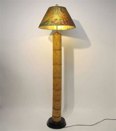 Bamboo Floor Lamp with Painted Parchment Shade at 1stdibs