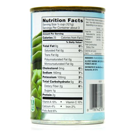 canned green beans nutrition label