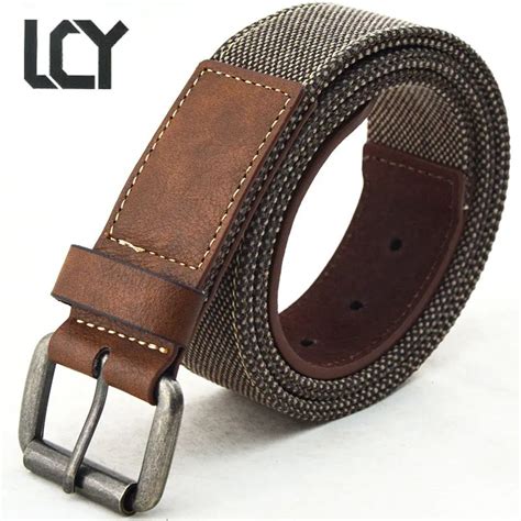 [LCY] Designer Belts Men High Quality Canvas PU Leather Belt for Men Cowboy Jeans Mens Belts ...