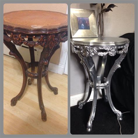 RUSTOLEUM CHROME FINISH SPRAY PAINT BEFORE AND AFTER | Metallic painted furniture, Furniture ...