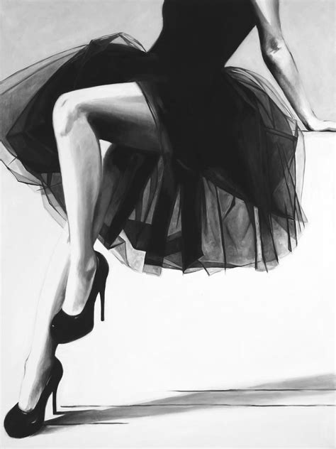 Cindy Press - "What Party" black and white oil painting of a woman in a black dress and heels at ...