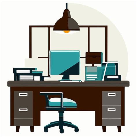 Premium Vector | Office desk vector illustration