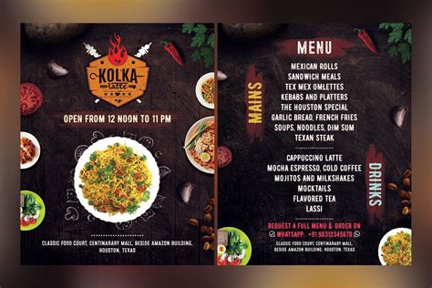 Restaurant Menu Flyer Template | Restaurant menu template, Diner menu ...