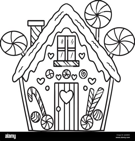 Christmas Gingerbread House Isolated Coloring Page Stock Vector Image ...