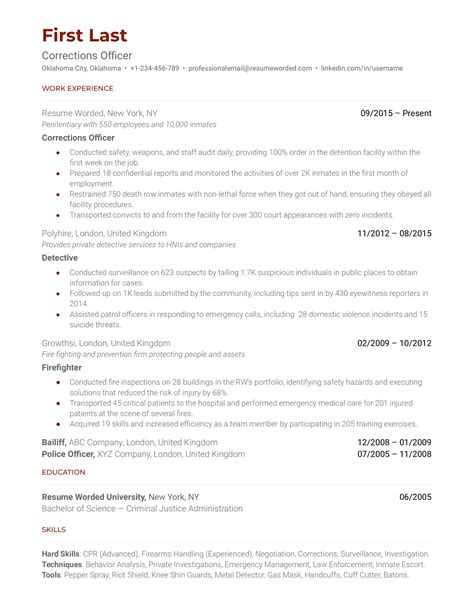 Corrections Officer Resume Examples for 2024 | Resume Worded