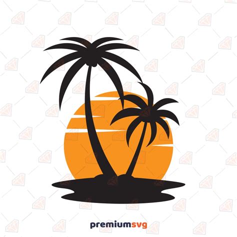 Sunset with Palm Trees SVG Image, Palm Tree Sunset SVG Digital Download ...