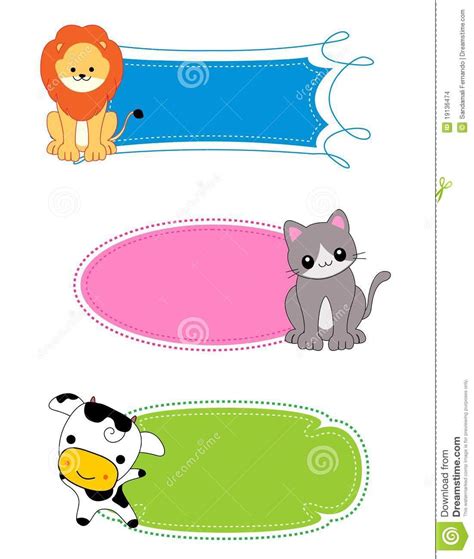 Animal label / frame | Cute animal clipart, Nametags for kids, Animal ...