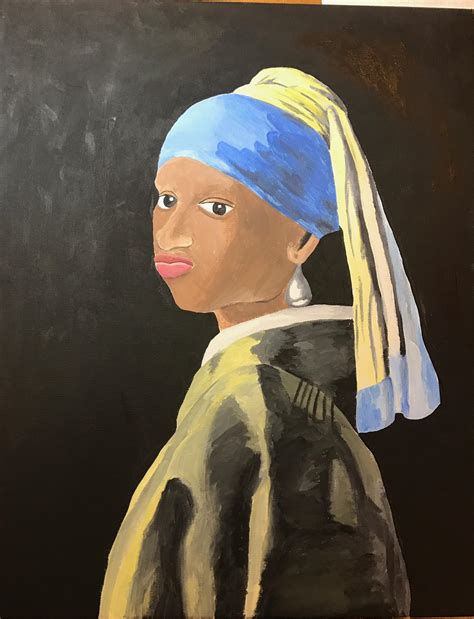 2017 Girl with a Pearl Earring x Conceited Meme, painted by my sister.... Classic : r/funny