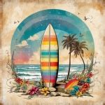 Retro Hippie Surfboard Nautical Art Free Stock Photo - Public Domain ...