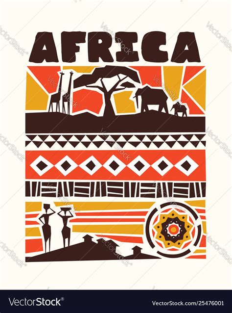 Africa animals and tribal art Royalty Free Vector Image