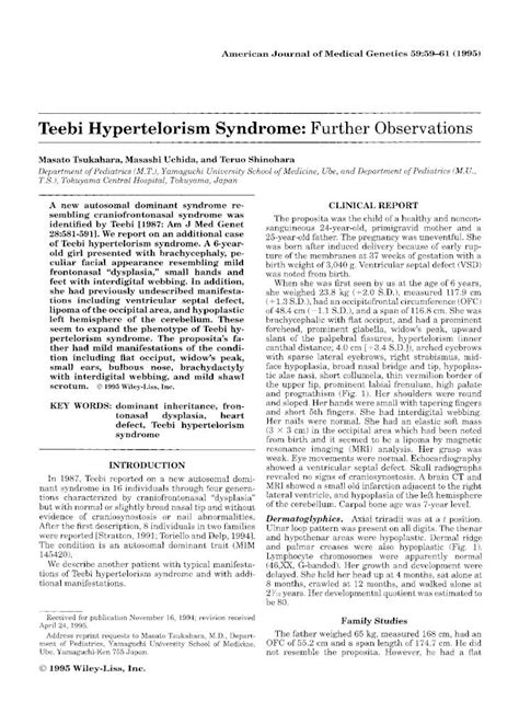 (PDF) Teebi hypertelorism syndrome: Further observations - DOKUMEN.TIPS