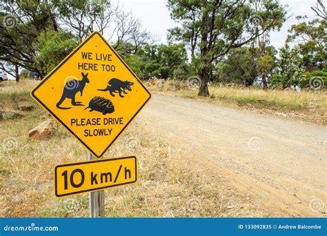 Australian Wildlife Crossing Sign Royalty-Free Stock Image | CartoonDealer.com #28955500