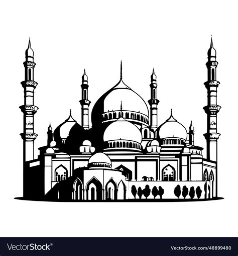 Beautiful mosque outline sketch drawing si Vector Image