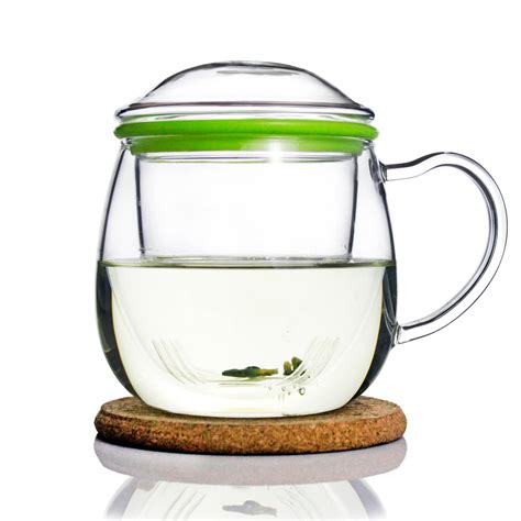 Glass Tea Mug with Infuser and Lid 385ml - Zeo | Unihom