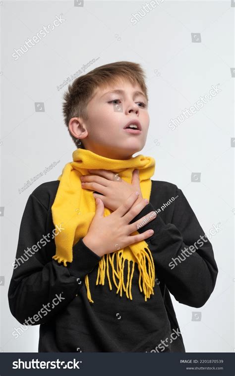 Child Has Sore Throat Child Holding Stock Photo 2201870539 | Shutterstock