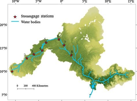 Map of the Niger River Basin showing, the flow pathways, and the... | Download Scientific Diagram