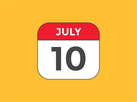 july 10 calendar reminder. 10th july daily calendar icon template ...