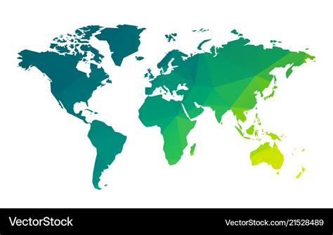 Green geometric blank world map Royalty Free Vector Image