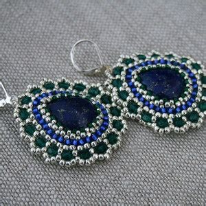 Lapis Lazuli Earrings, Dangle Earrings, Statement Earrings, Beadwoven ...