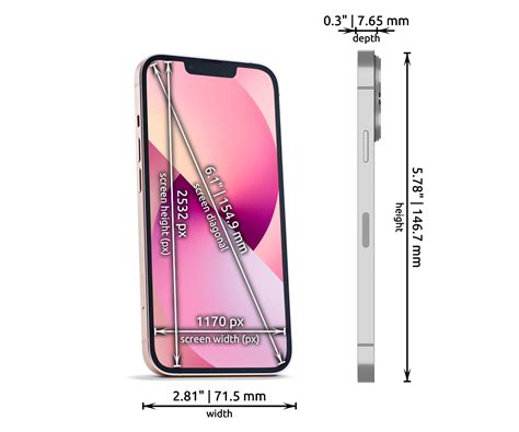 Apple iPhone 13 Dimensions - Phones Size Chart in inches and mm