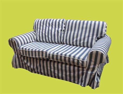 Uhuru Furniture & Collectibles: Loveseat in Nautical Striped Slipcover- SOLD