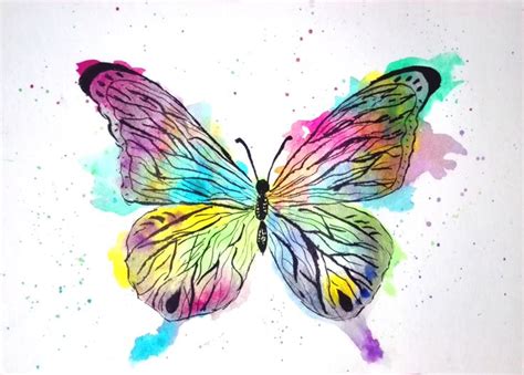 a watercolor painting of a colorful butterfly