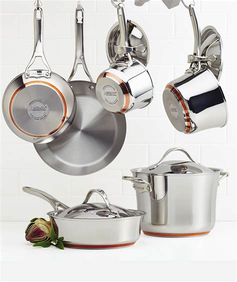 Anolon Nouvelle Copper and Stainless Steel 10-Piece Cooking Set | Cookware set stainless steel ...