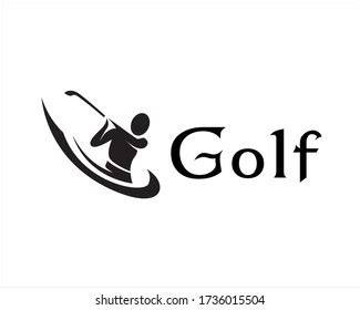 Abstract Player Golf Swing Logo Design Stock Vector (Royalty Free ...