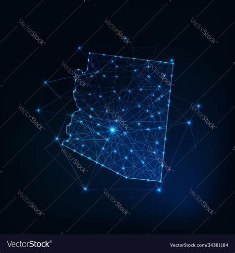 Arizona state usa map glowing silhouette made Vector Image