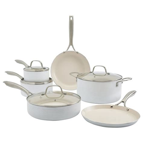 Denmark Monaco Non-Stick Stainless Steel 10-Piece Cookware Set White - Walmart.com - Walmart.com