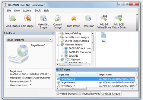 iSCSI Targets Panel - DAEMON Tools for Net Help