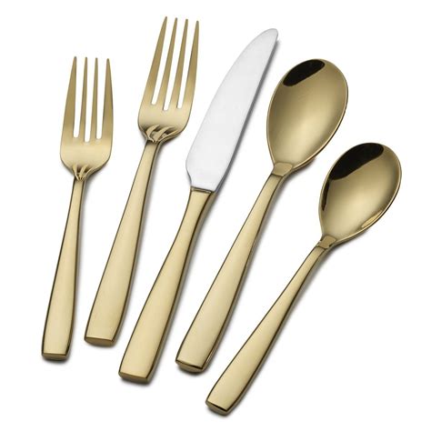 Delano Gold Plated 5 Piece Flatware Set 5203237, Mikasa Delano Gold ...