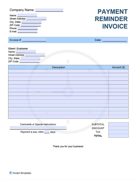 Payment Reminder Invoice Template | Invoice Generator