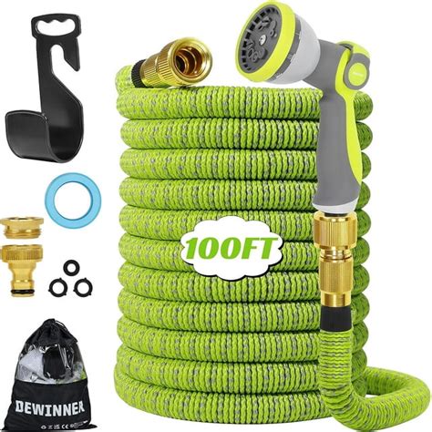 DEWINNER 100FT Expandable Yard Hose with 10 Spray Modes, No-Kink, Brass ...