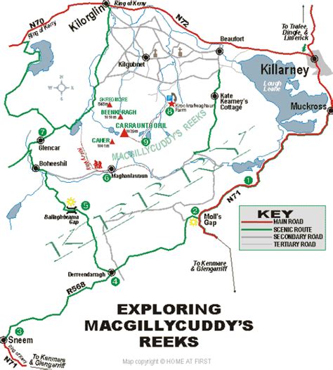 Macgillycuddy's Reeks, County Kerry, Ireland. Map © Home At First ...