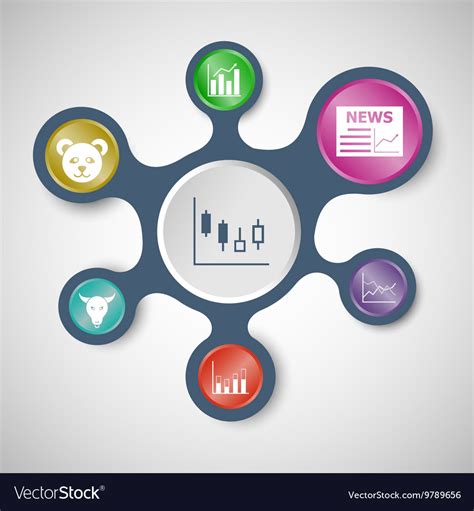 Stock market infographic templates with connected Vector Image