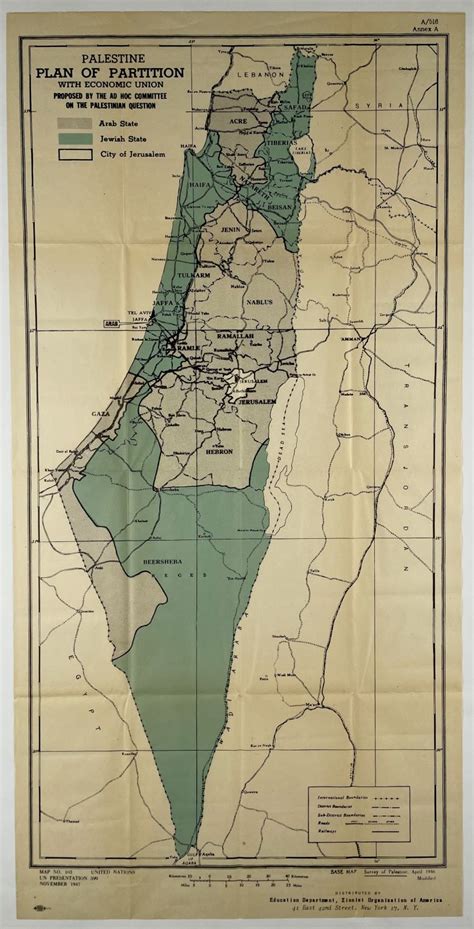 Vintage Poster Map of Ertz Israel Palestine UN Partition Plan 1947 ...